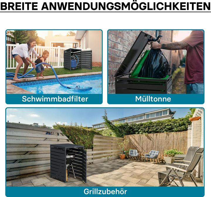 Actual product image Wiltec Waste bin box for one bin Anthracite hinged lid waste bin cover