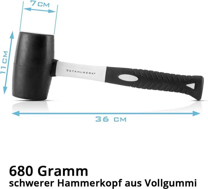 Produktbild Stahlwerk Hammer 4er Set Klauenhammer, Maurerhammer, Latthammer und Gummihammer (750 g)