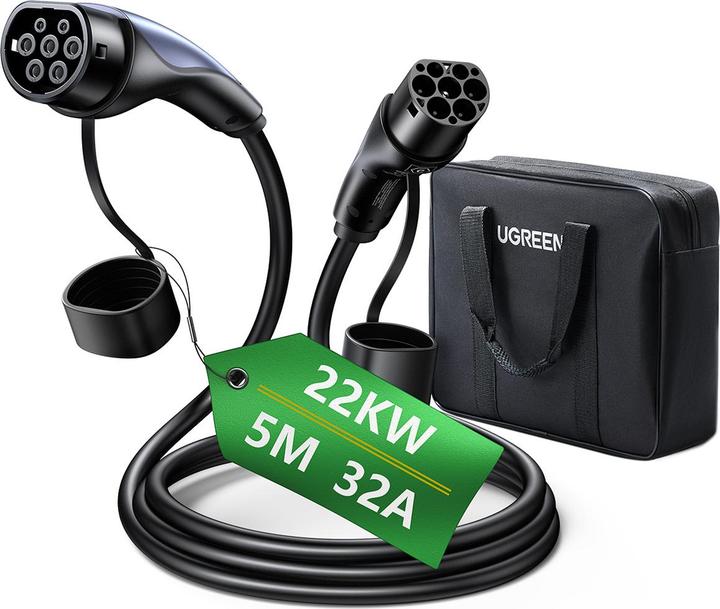 Produktbild Ugreen EV708 Elektroauto-Ladekabel 32A 22kW 5m IP55 - Schwarz (22 kW, 32 A, 5 m)