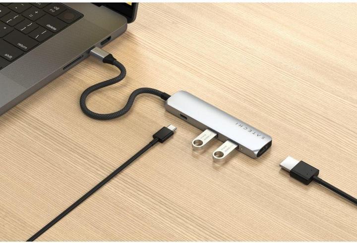 Produktbild Satechi Slim 4 Multiport Hub Silver (USB-C, 4 Ports)