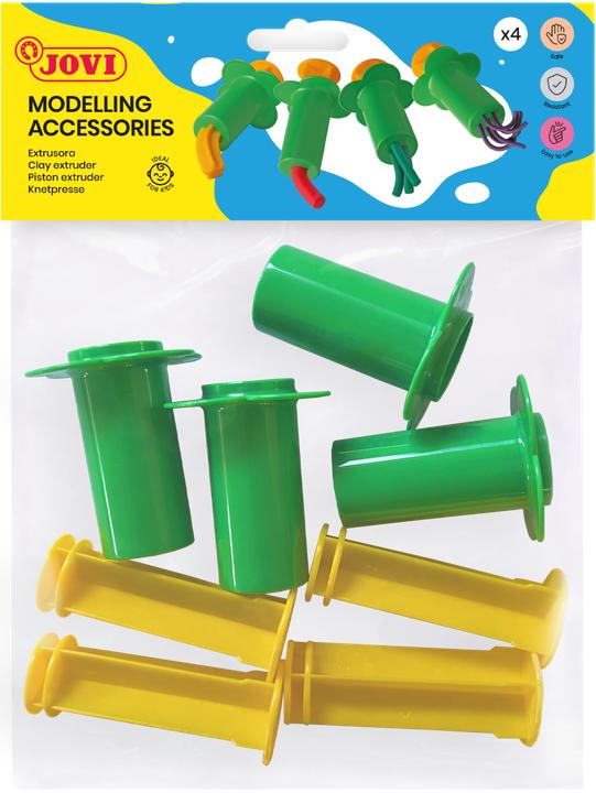 Jovi Modelling accessories 4 mini extrusion presses assorted for Soft Dough, soft modelling clay