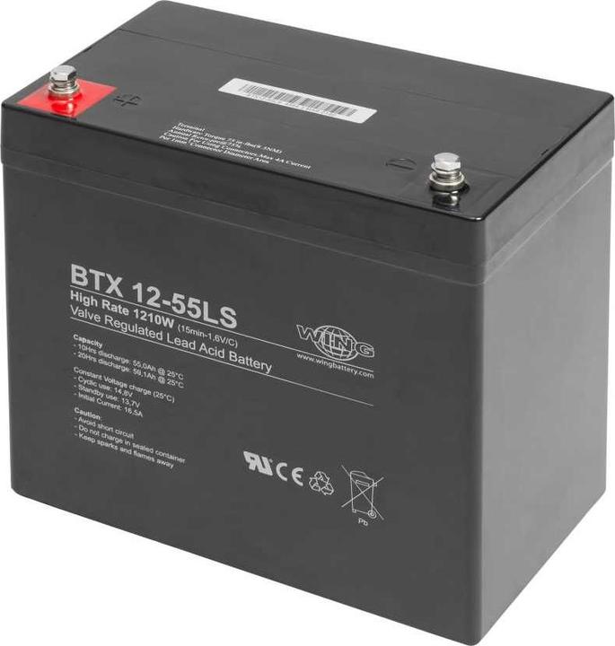 XCell Wing BTX12-55LS 12V 55Ah high rate hochstromfähig Bleiakku AGM Blei Gel Akku (12 V, 55 Ah)