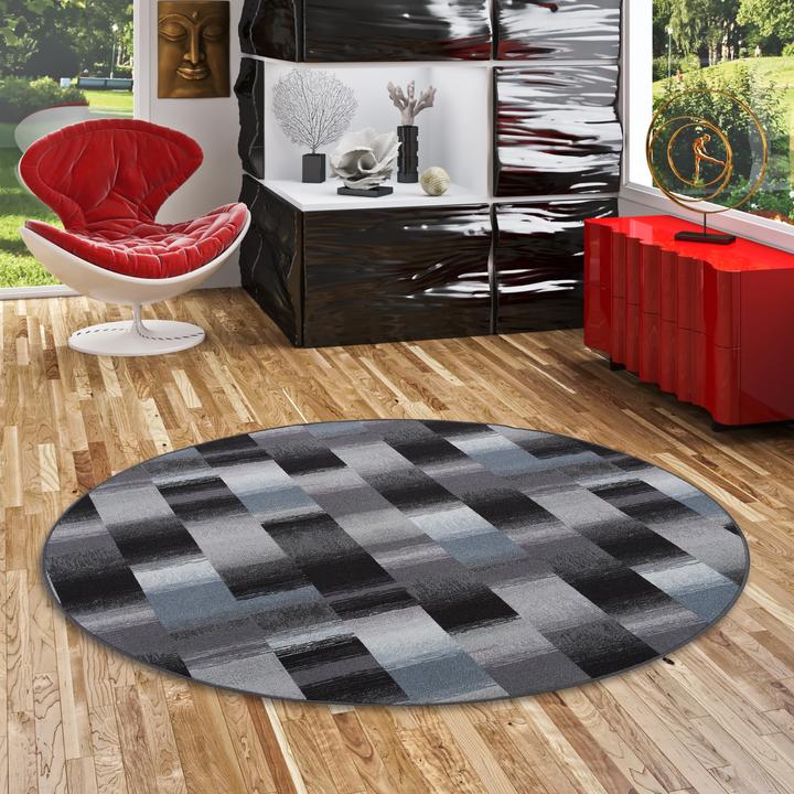 Actual product image Snapstyle Designer Velour Carpet Mystic Karo (Ø 100 cm)