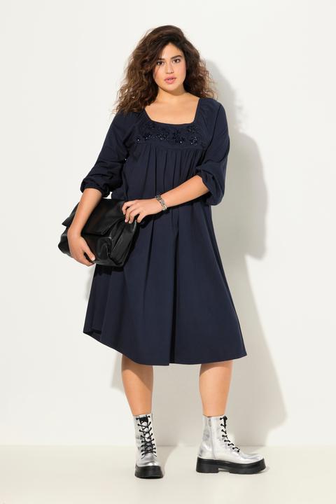 Produktbild Ulla Popken Tunika-Kleid, Ziersteine, Carree-Ausschnitt, Langarm (50, 52)