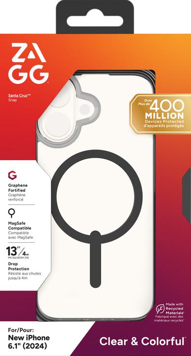 Actual product image Zagg Santa Cruz Snap MagSafe iPhone 16 Case - Black (Apple iPhone 16)