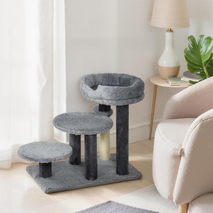 Image du produit PawHut Katzentreppe Spanplatte, Polyester Grau (Chat, Chien, Lavable)