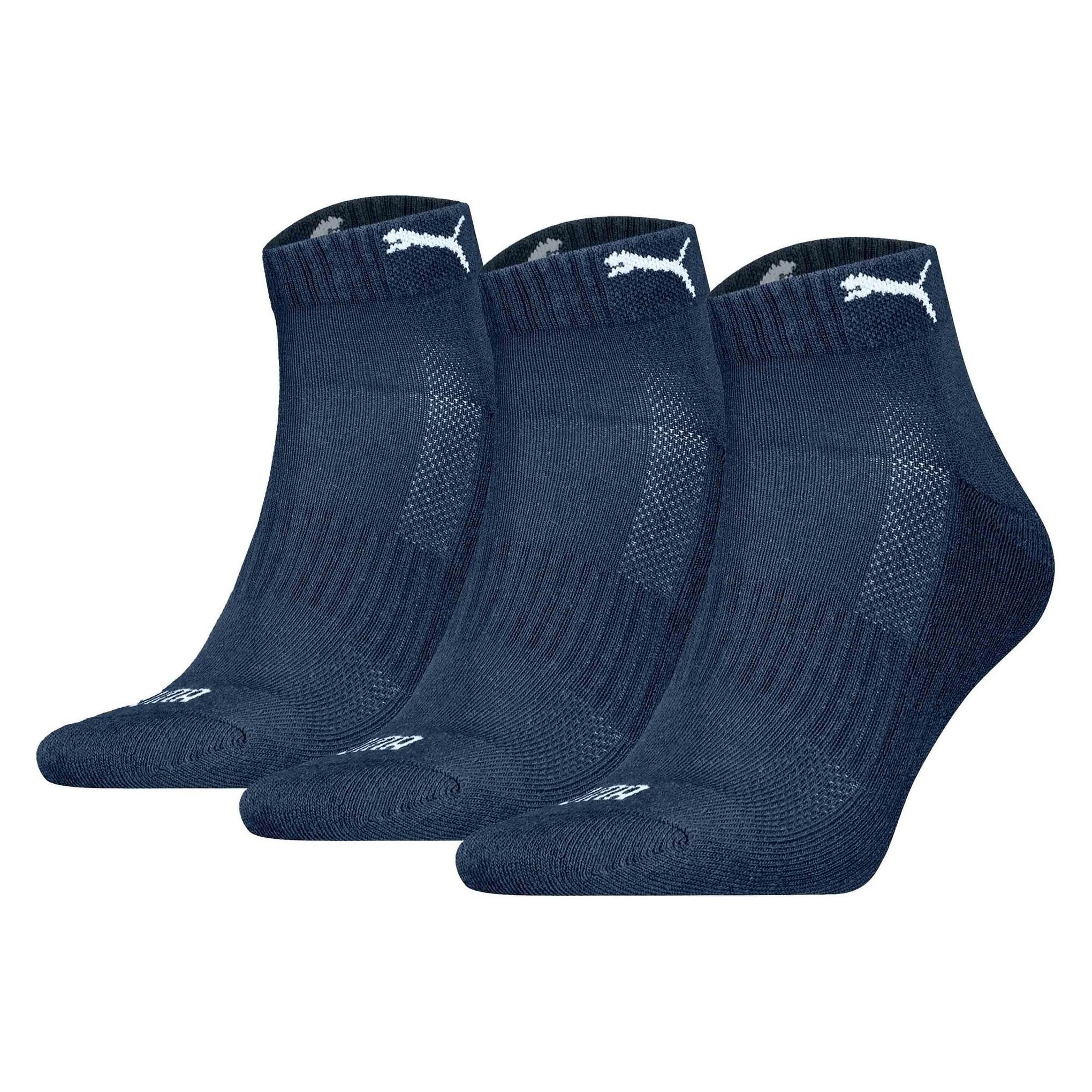 Puma, Unisex, Socken, Quarter Frottee Socken, Blau, (3er Pack, 39 - 42)