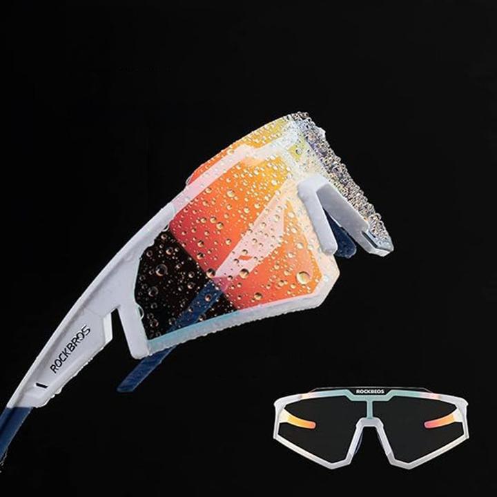 Productafbeelding Rockbros SP297 polariserende fietsbril - wit (Wit met blauwe slapen, Oranje)