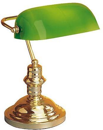 Orion LA458701 brass green Bankers table lamp (E27)