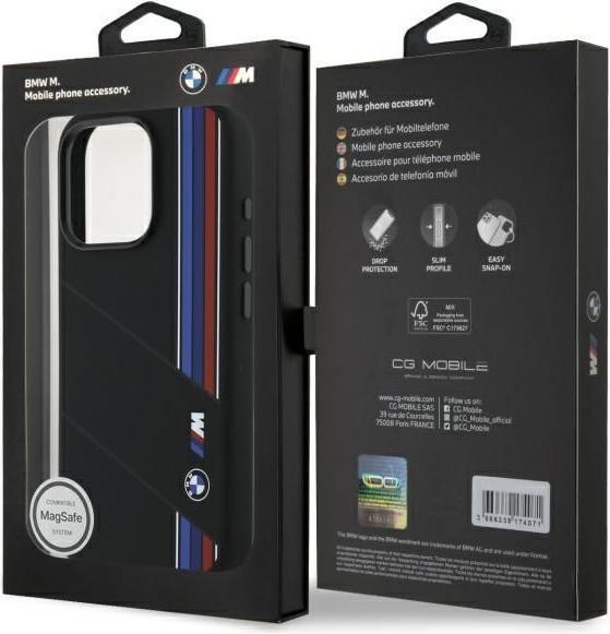 Produktbild BMW BMHMP16X23SCUK iPhone 16 Pro Max 6.9" czarny/black hardcase Silicone Cut Tricolor Lines Mag (Apple iPhone 16 Pro Max)