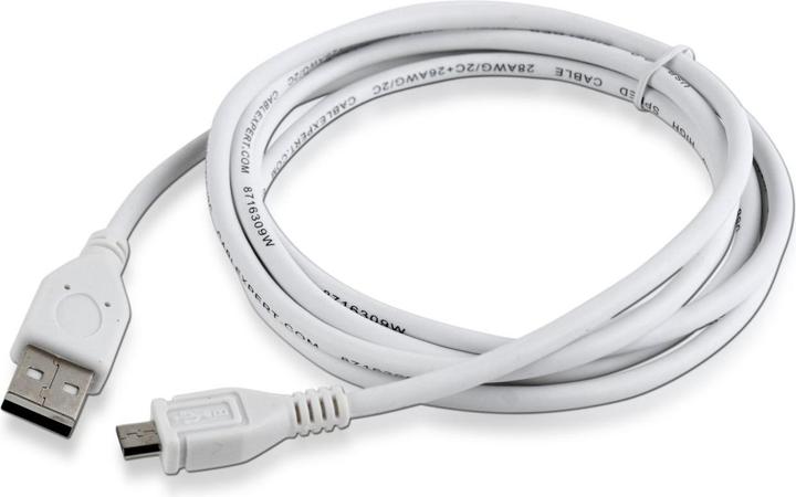 Produktbild Gembird CABLE USB2 A PLUG/MICRO B 1.8M/WHITE CCP-MUSB2-AMBM-6 (1.80 m, USB 2.0)
