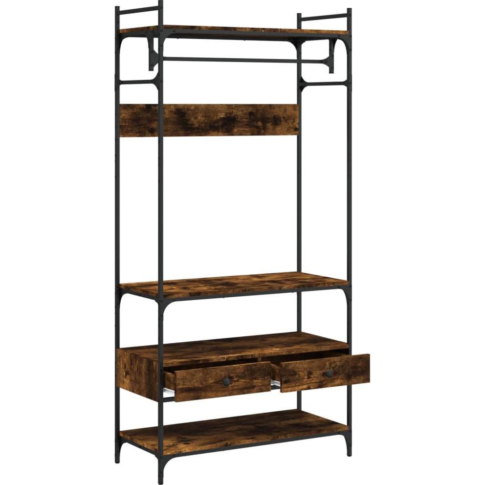 VidaXL, Kleiderständer + Kleiderstange, Kleiderständer mit Schubladen Räuchereiche 89x39x184,5
