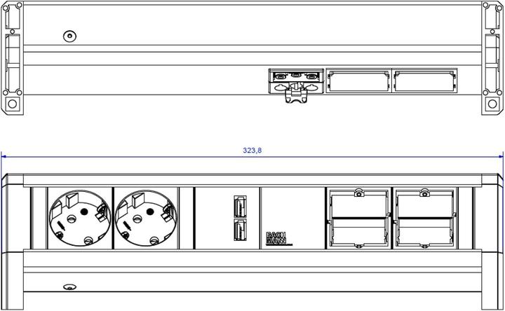 Actual product image Bachmann Desk 2xSchuko, 1xUSB Charger & (2 x, CEE 7/3)