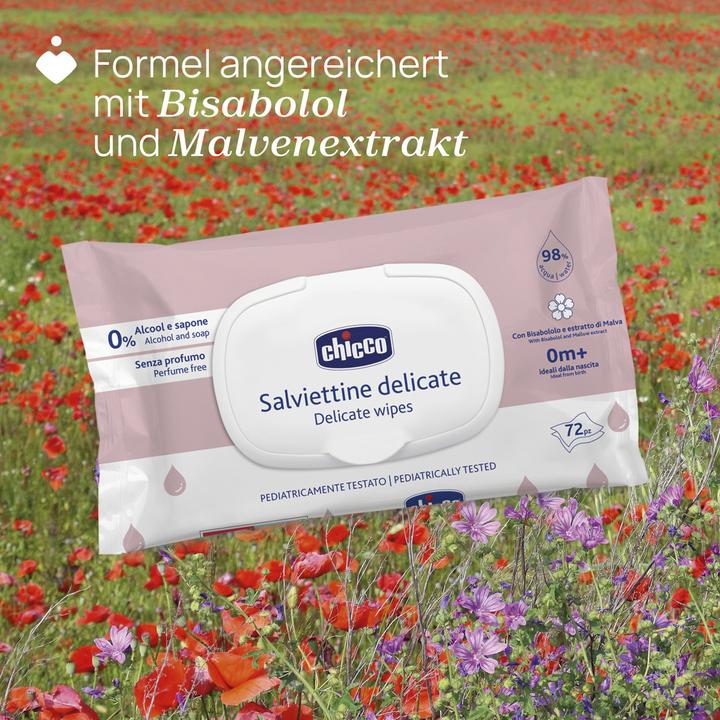 Actual product image Chicco DELICATE cleaning cloths, with flip cover,72 pcs. - 0m+ (72 Piece)