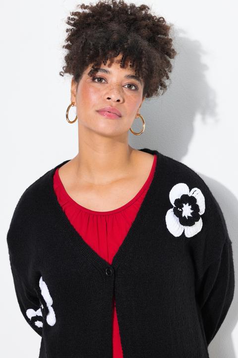 Produktbild Miamoda Strickjacke, Straight Fit, Blüten-Streifen, Langarm (50, 52)
