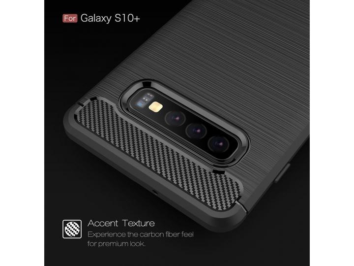 Produktbild Screenguard Samsung Galaxy S10+ Hülle Carbon Brushed Soft TPU (Samsung Galaxy S10+)