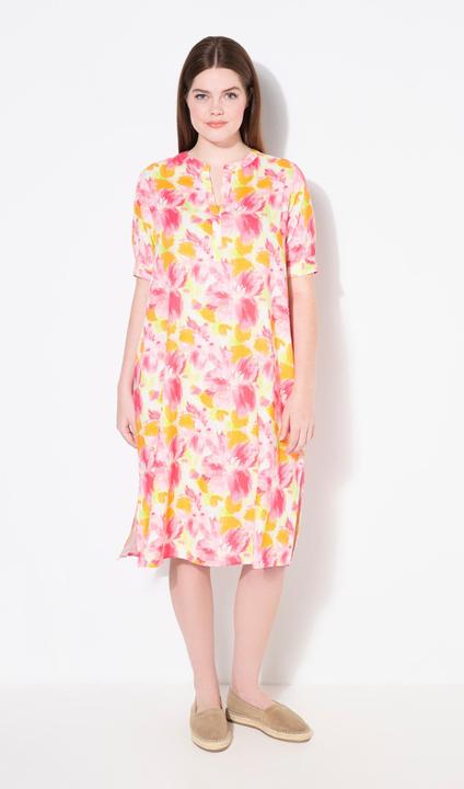 Actual product image Ulla Popken Floral Short Sleeve Linen Blend Dress (54)
