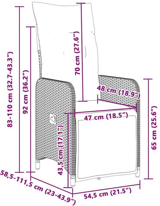 Produktbild vidaXL Bistroset Sitzgruppe Balkonset Gartenmöbel 11-tlg. Schwarz Poly Rattan
