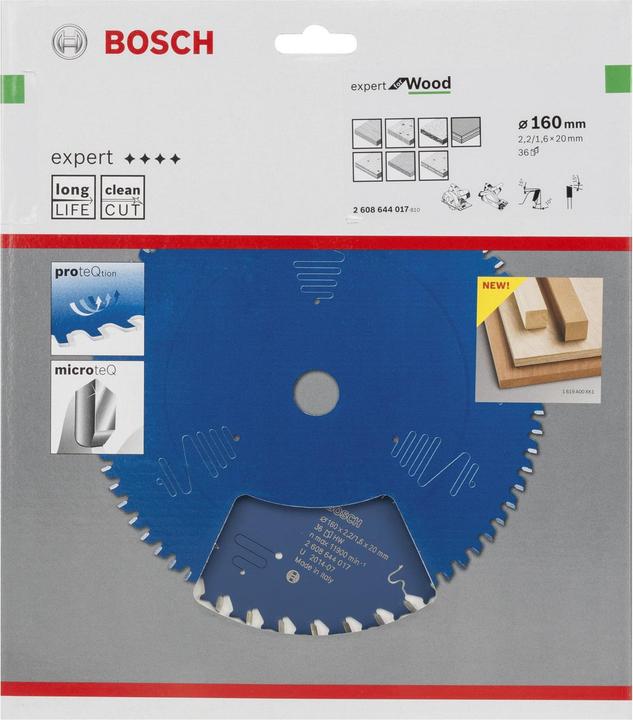 Produktbild Bosch Professional Zubehör Kreissägeblatt Expert for Wood, 160 x 20 x 2,2 mm, 36