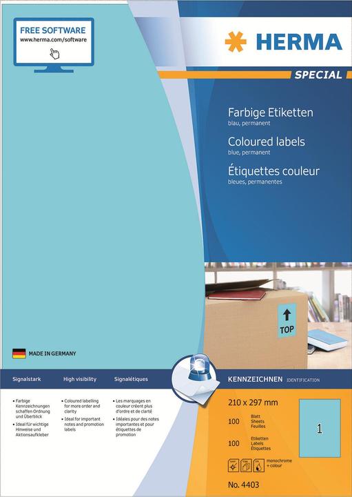 Actual product image HERMA Coloured labels A4