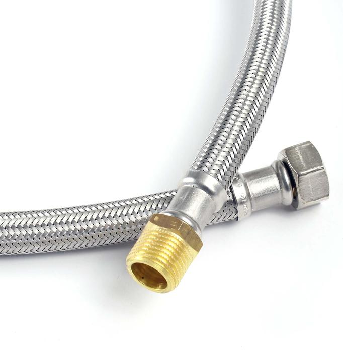 Actual product image XPOtool Flexible hose 300mm DN8 armoured hose 3/4"  AG 26.44mm 3/8"  ÜM 14.95mm