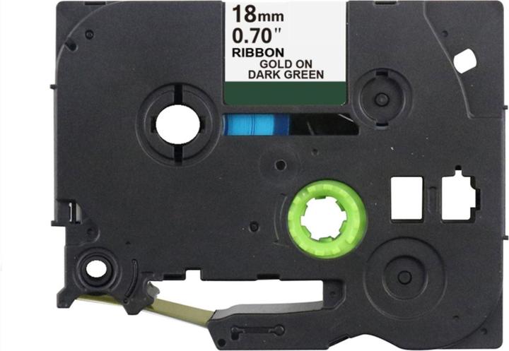 Actual product image Hermex Alternatives Satin-Stoffband zu Brother TZe-RD44 Beschriftungsband (1.80 cm, Gold, Green)