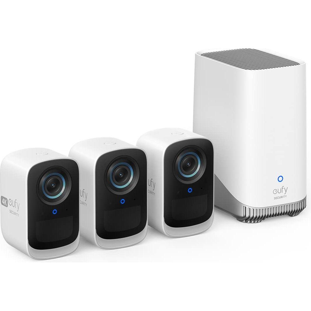 Eufy Kit 3 Telecamere Eufycam S300 (Eufycam 3C), Telecamera Di Rete, Bianco