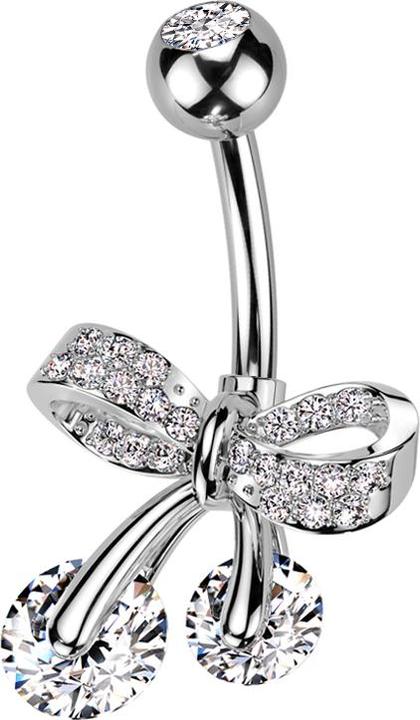 Image du produit Star Piercing Banane silber mit Kugel silber Kristall silber und Masche Kristalle silber (Laiton, Acier chirurgical 316L)