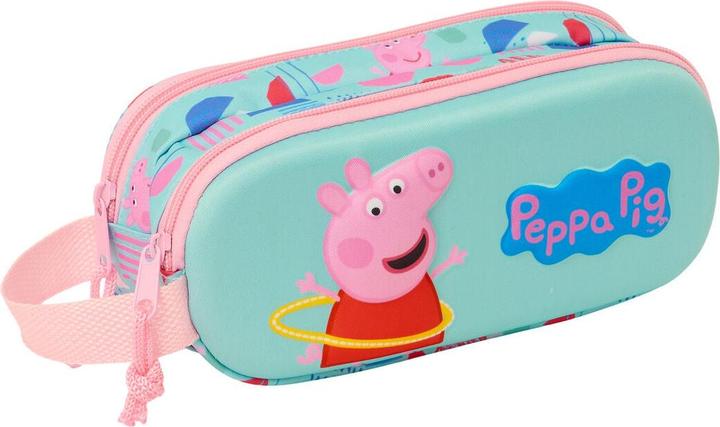 Peppa Pig Zweifaches Mehrzweck-Etui Grün Rosa 21 X 8 X 6 Cm 3D