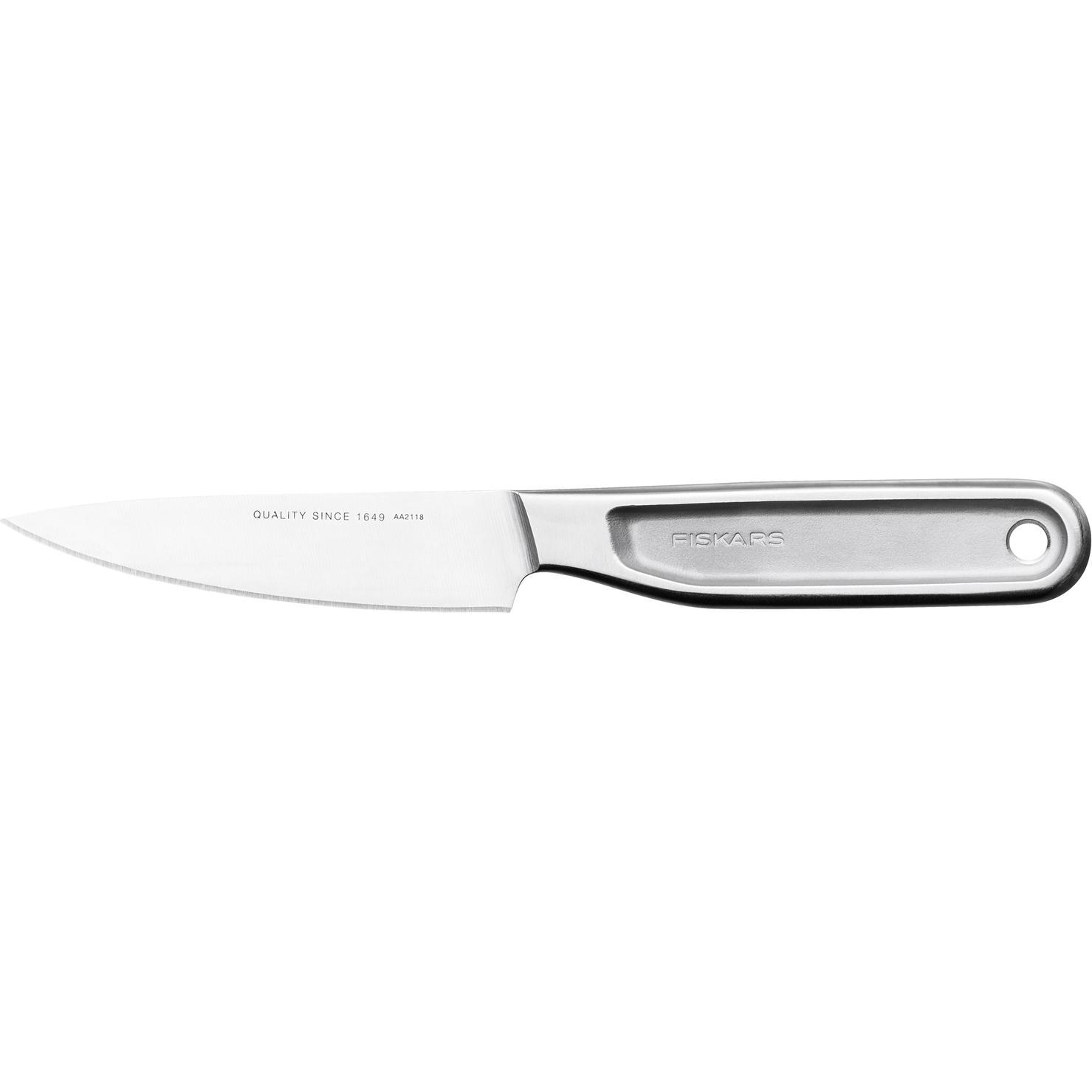 Fiskars All Steel Gemüsemesser, 10cm, Küchenmesser, Silber