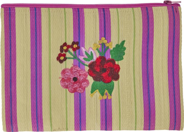 Immagine prodotto Rice Borsa a sacchetto in plastica riciclata con stampa a strisce e fiori color sabbia