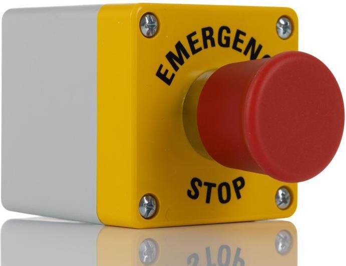 RS PRO SMD noodstopschakelaar, 24V, 1 verbreekcontact, kunststof, ronde vorm, rood, 70mm, x 70mm