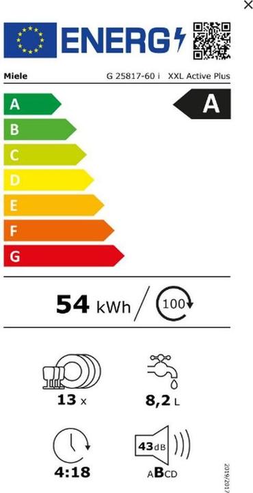 Energie-Label Miele G 25817-60 i XXL Active Plus