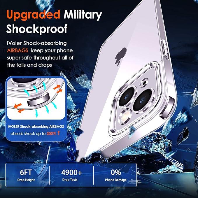 Immagine prodotto Ivoler Set di custodie 3 in 1 per iPhone 14 da 6,1 pollici - 1 custodia per cellulare con 2 pezzi di (Apple iPhone 14)