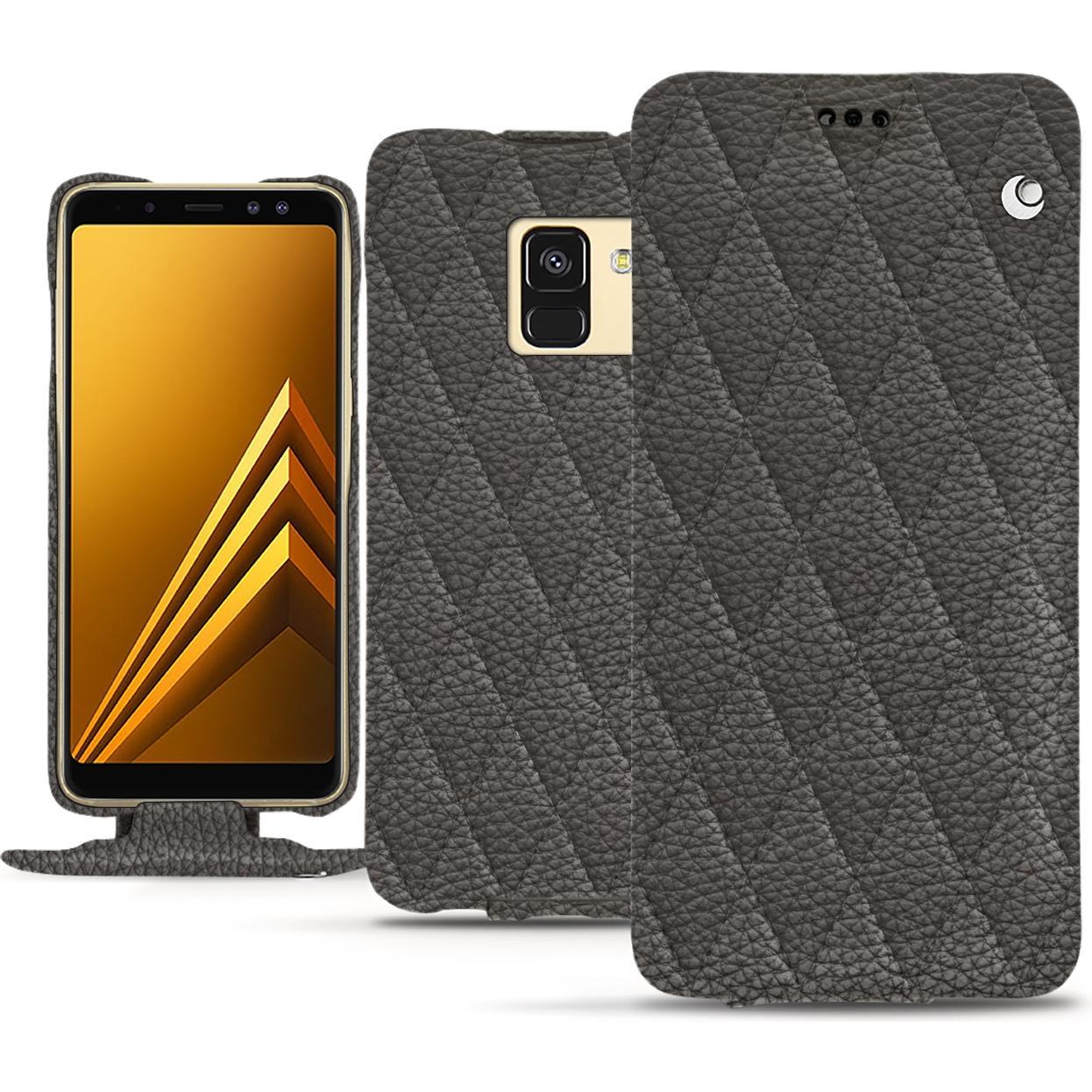Thumbnail - Noreve Lederschutzhülle vertikal (Samsung Galaxy A8+), Smartphone Hülle, Grau