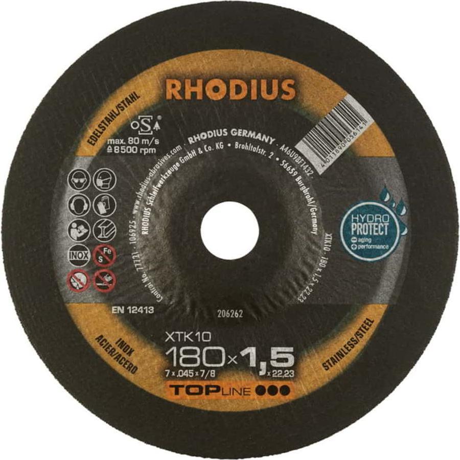 Thumbnail - Rhodius, Sägeblatt, Trennscheibe XT10 D180x1,5mm gekröpft INOX Bohrung 22,23 mm