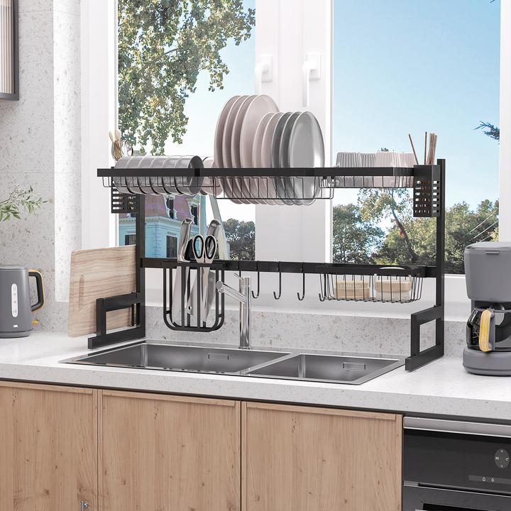 Produktbild Homcom Abtropfgestell Stahl Schwarz