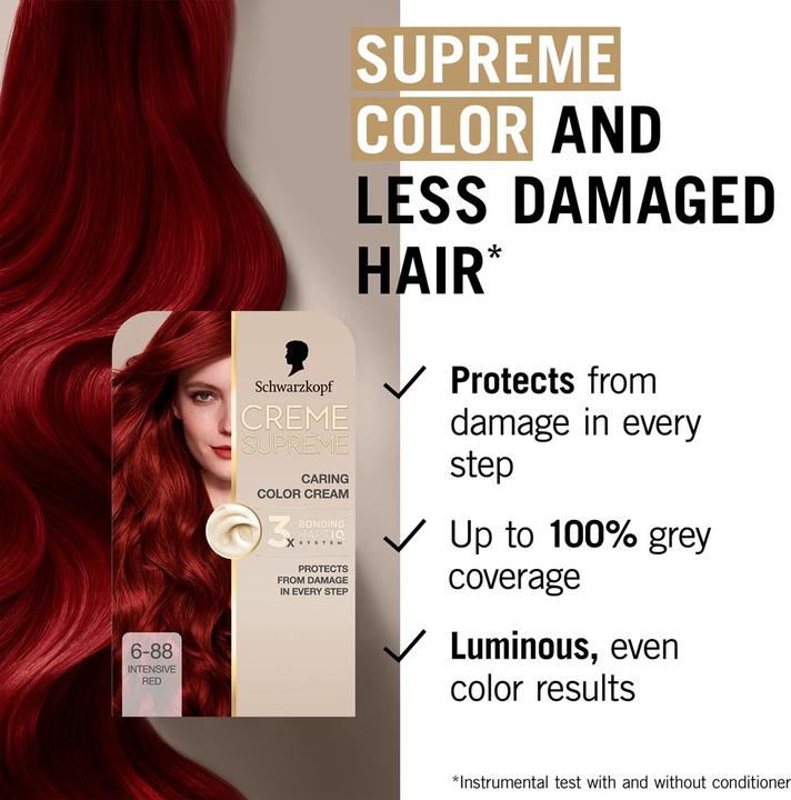 Actual product image Schwarzkopf Creme Supreme Permanent Hair Dye Color 688 Red Dark Blonde 60 Ml (688 Red Dark Blonde)