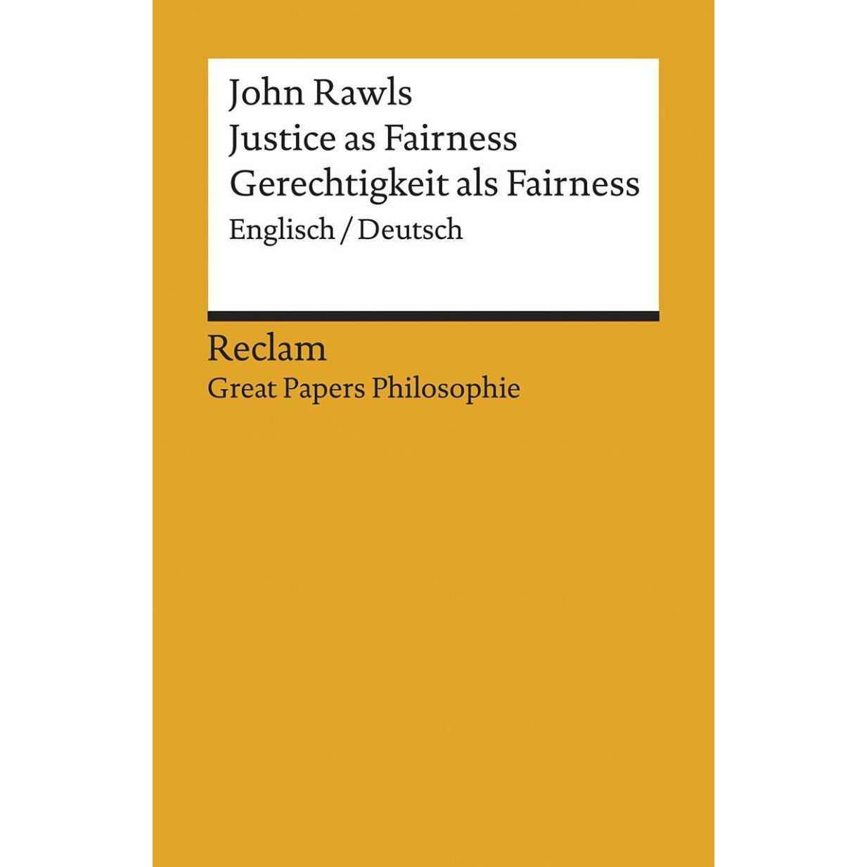 Reclam Justice as Fairness / Gerechtigkeit als Fairness (Deutsch, Englisch, John Rawls, 2020) (14437497)