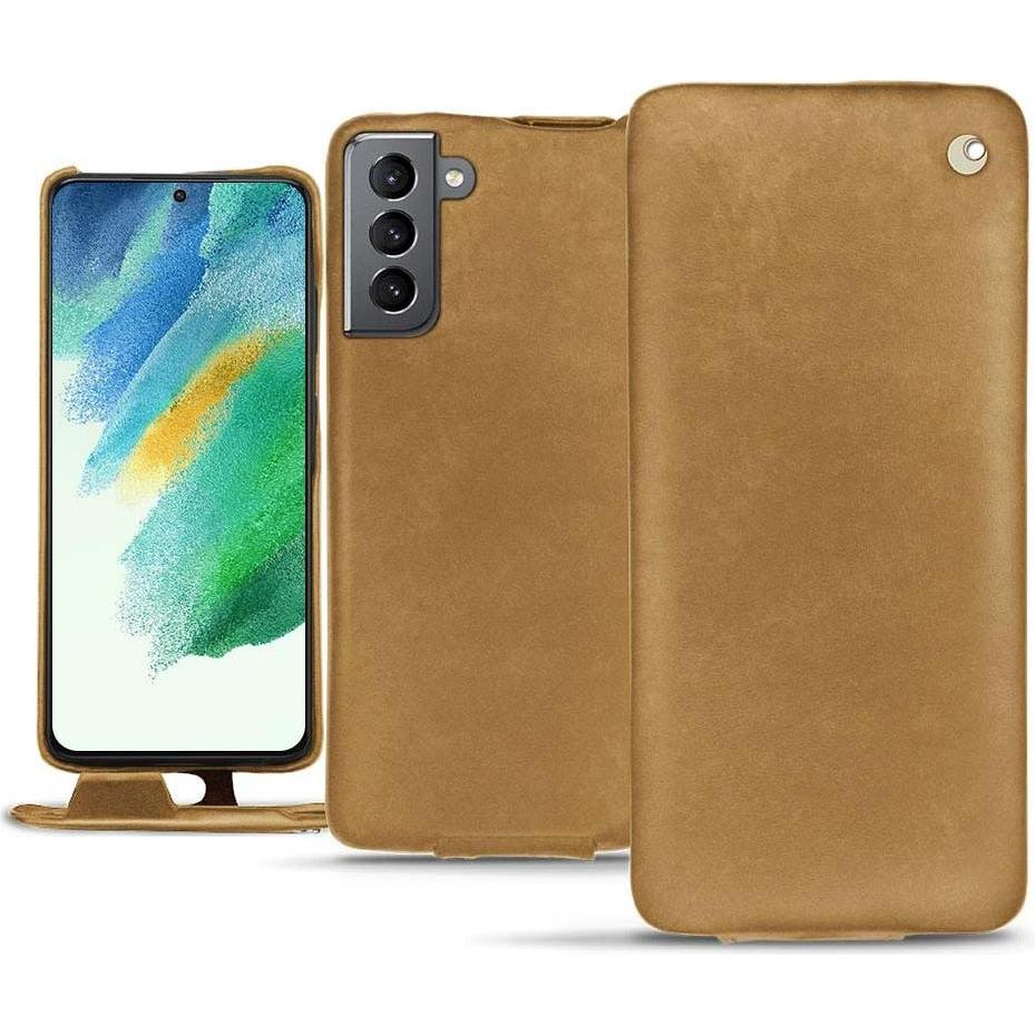 Noreve Lederschutzhülle vertikal (Samsung Galaxy S21 FE), Smartphone Hülle, Braun