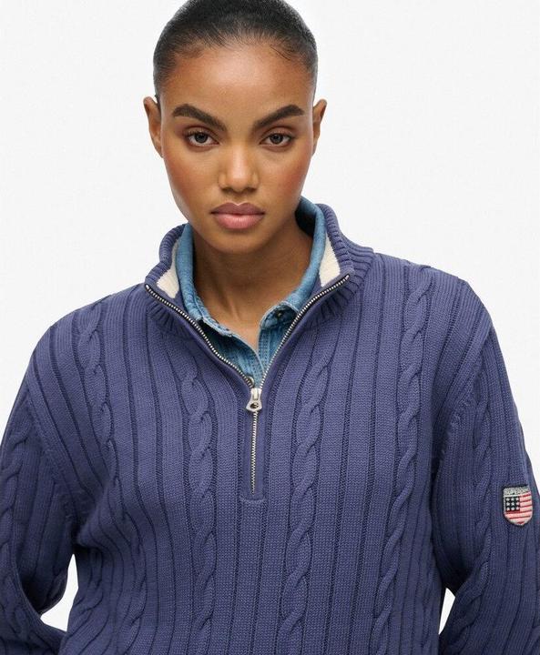 Image du produit Superdry Pull à demi-zip en maille torsadée décontracté femme (L)