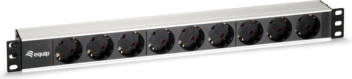 Actual product image equip Power strip 1HE9fach Schukon. Alu (9 x, CEE 7/3, 2 m)