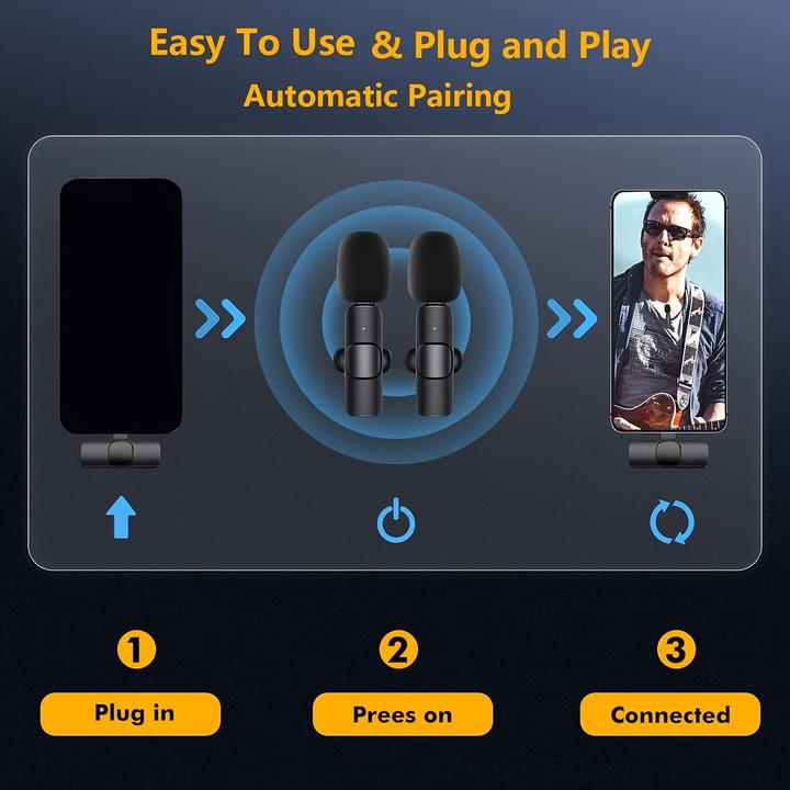 Produktbild PhoneLook Kabelloses Bluetooth USB-C Lavalier-Mikrofon Set