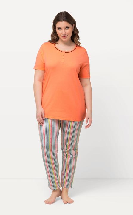 Image du produit Ulla Popken Pyjama à manches courtes, col rond et boutons fantaisie (50, 52)