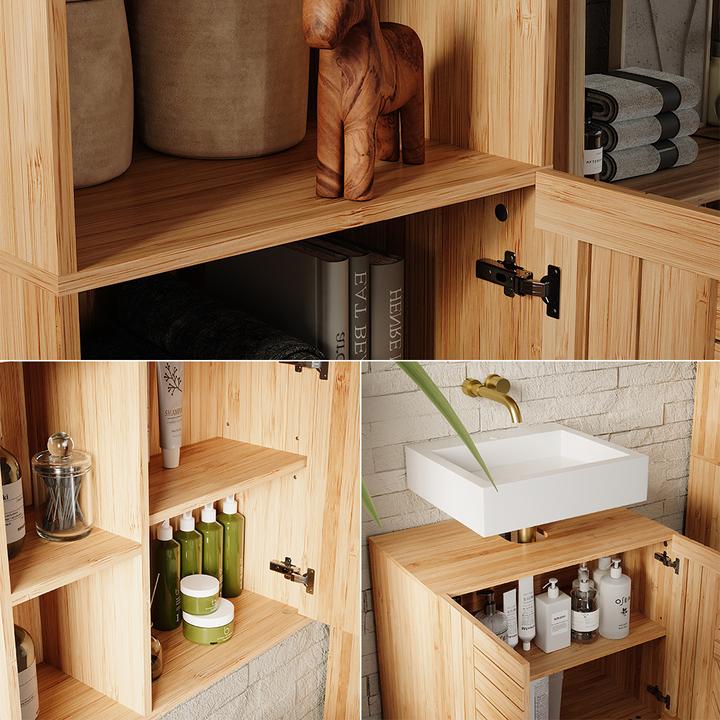 Produktbild Vicco Badmöbel-Set Lucie, Bambus, 3 Teile, mit Hochschrank