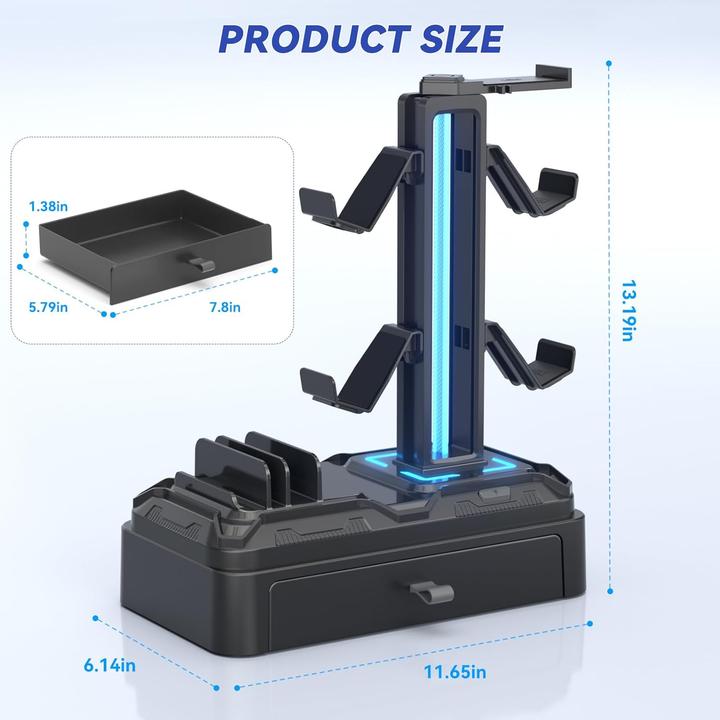 KDD Gaming Kopfhörer-Ständer mit USB & Controller-Halterung