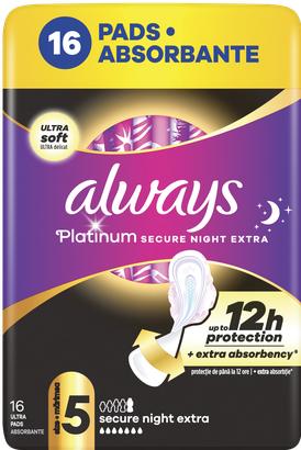 Produktbild Always Ultra Platinum Sichere Nacht mit Extra Halt (16x)