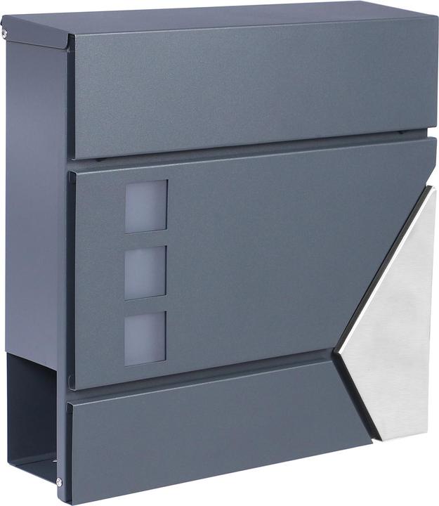 Actual product image Wiltec Letter Box with Newspaper Tube V48 Wall Letter Box Stainless Steel Post Box Anthracite Grey with New