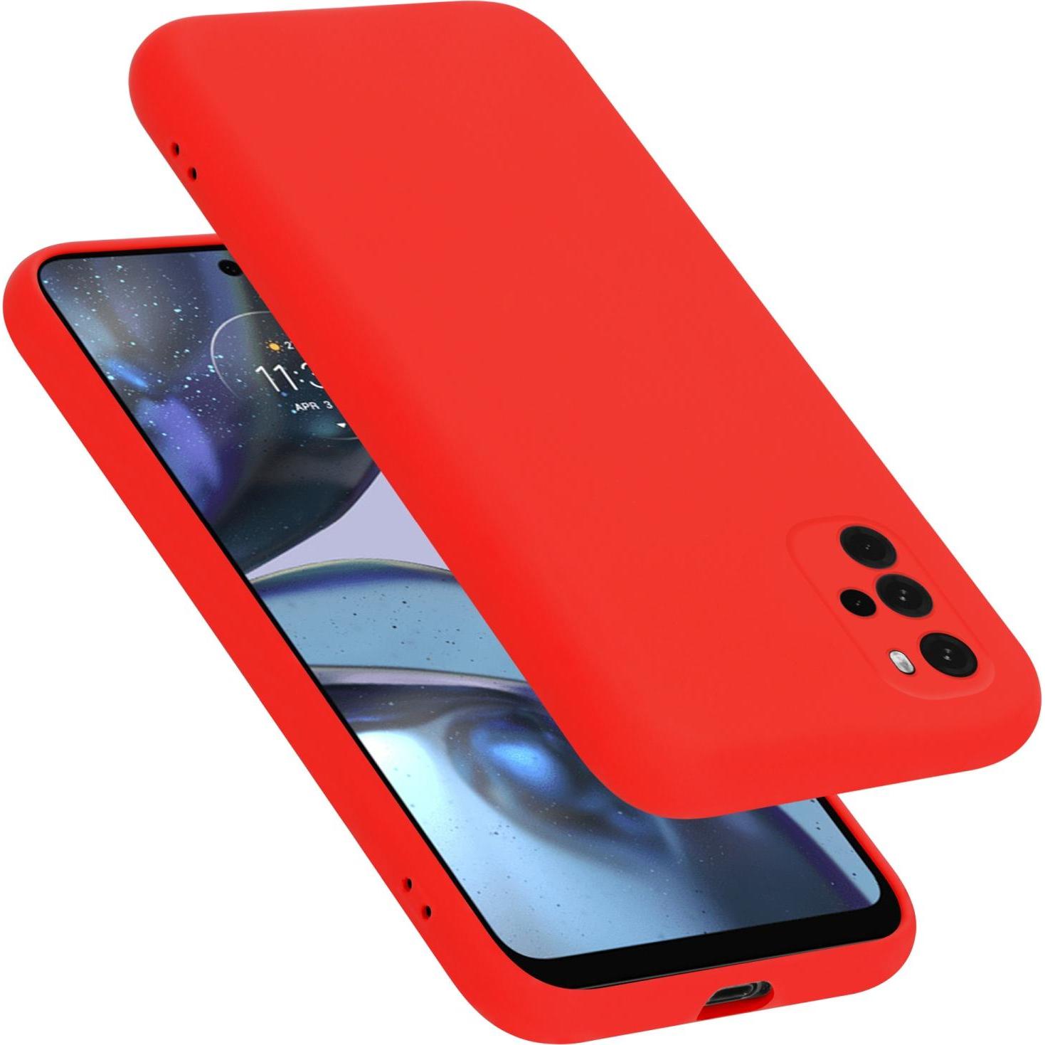 Cadorabo TPU Liquid Silicone Case Hülle für Motorola MOTO G22 (Motorola Moto G22), Smartphone Hülle, Rot