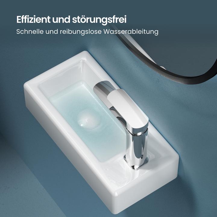 Produktbild Emke Waschbecken Reckiger Waschbecken Keramik Waschbecken Waschtisch Hängewaschbecken, Hahnloch Rech (2050 mm, 4050 mm)